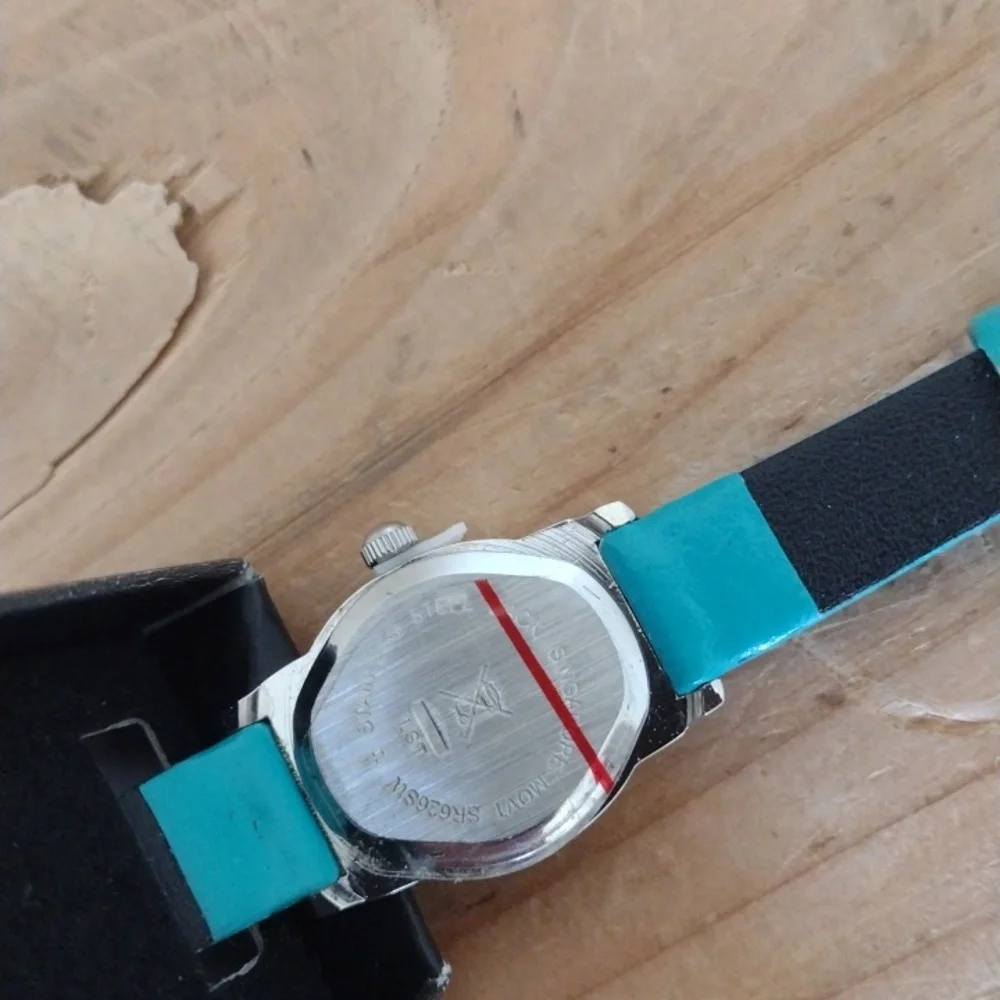 Avon Teal Leather Oval Dial Watch with Diamond Accent New in Box